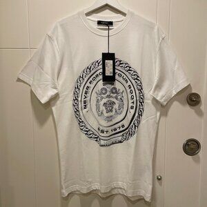 MEDIUM VERSACE MEN'S WHITE COTTON T-SHIRT RELAXED FIT